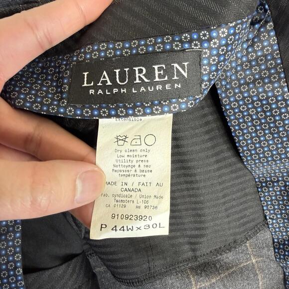 Lauren Ralph Lauren Dress Pants Mens 44x30 Gray Plaid 100% Wool Classic Fit - Picture 5 of 8